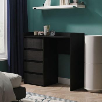Osaka Black Ash Fluted 4 Drawer Desk
