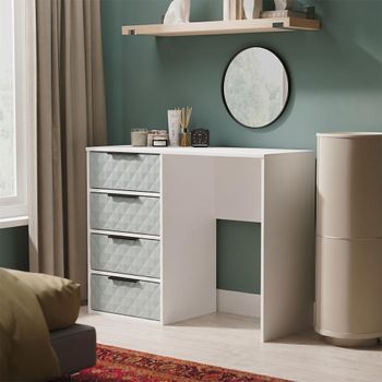 Harlequin Duck and White Matt 4 Drawer Desk