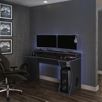 Enzo Gaming Black and Blue Desk