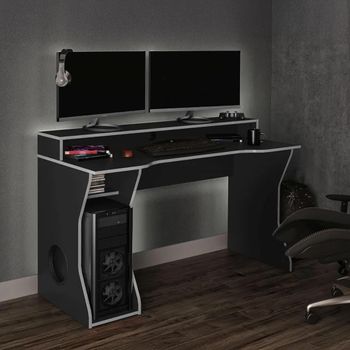 Enzo Gaming Black and Silver Desk