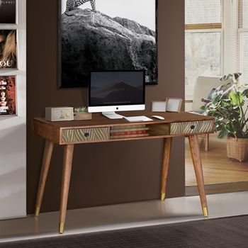 Hamlin Textured Mango Wood 2 Drawer Desk