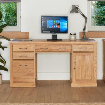 Mobel Oak 1 Door 5 Drawer Computer Desk