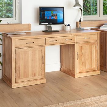 Mobel Oak 2 Door 3 Drawer Office Desk