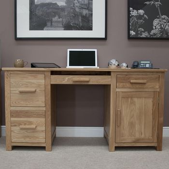 Opus Oak 1 Door 4 Drawer Double Pedestal Computer Desk