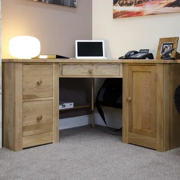 Torino Oak Corner 1 Door 3 Drawer Computer Desk