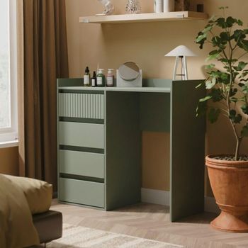 Osaka Reed Green Fluted 4 Drawer Desk