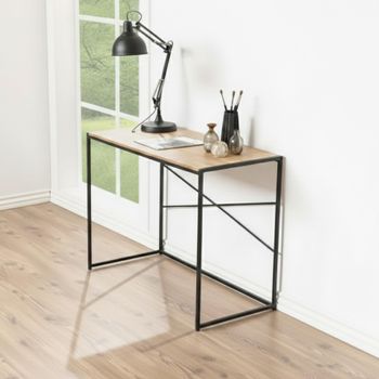 Seaford Oak and Black Metal Desk