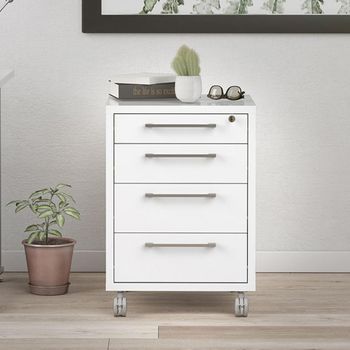 Prima White Mobile 4 Drawer Cabinet