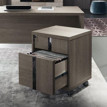 Tivoli Italian Grey Wood 2 Drawer Filing Cabinet on Wheels