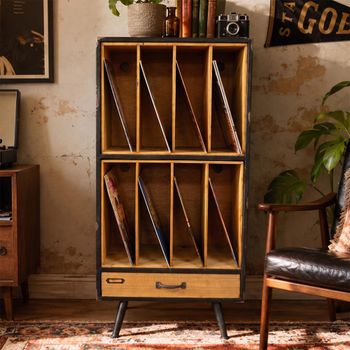 Fir Wood and Metal 1 Drawer Retro Filing Cabinet