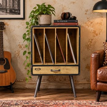 Metal and Wood 1 Drawer Filing Cabinet