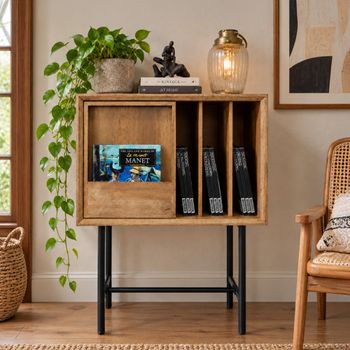 Retro Fir Wood 1 Sliding Door 1 Door Filing Cabinet
