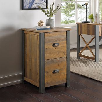 Urban Elegance Reclaimed Wood 2 Drawer Filing Cabinet