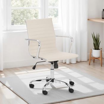 Gio Ivory Faux Leather Office Chair