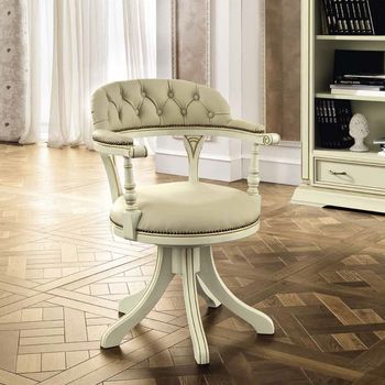 Treviso Italian White Ash Solid Wood Home Office Swivel Chair