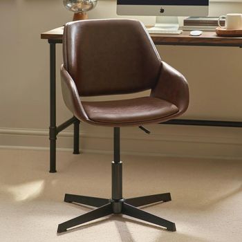 Parker Brown and Black Faux Leather and Metal Adjustable Height Swivel Office Chair