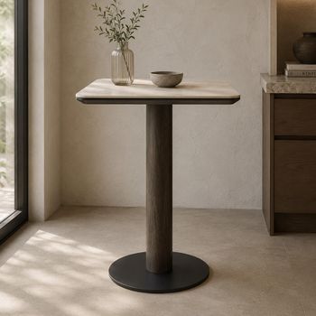 Ritz Brown Ceramic and Metal Bistro Square Table