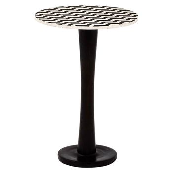 Artisan Black and White Striped Round Bar Table