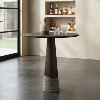 Harper Smoked Charcoal Oak and Marble Round Bar Table