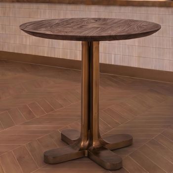 Revelin Dark Brown Brushed Gold Mango Wood Top Bistro Round Table