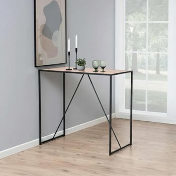 Seaford Oak and Black Metal Bar Table