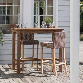 St Mawes Reclaimed Teak Wood Outdoor 120mc Bar Table with Trough