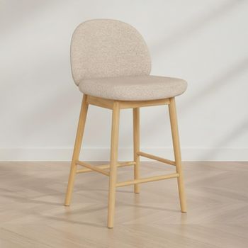 2 x Sophia Beige Fabric Counter Stool