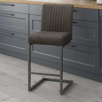 2 x Brooklyn Grey Faux Leather Barstool with Back