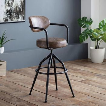 2 x Barbican Swivel Brown Barstool with Back