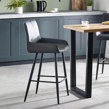 2 x Soho Black Barstool with Back