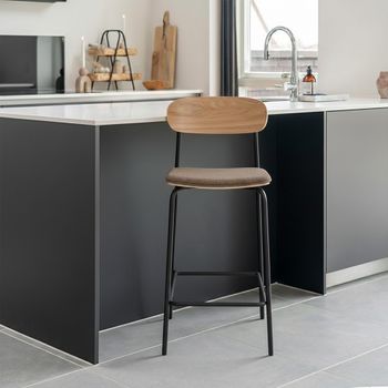 2 x Estepona Ash Wood Barstool with Back