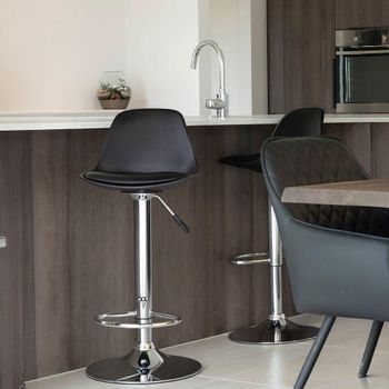2 x Trondheim Black Faux Leather Adjustable Barstool
