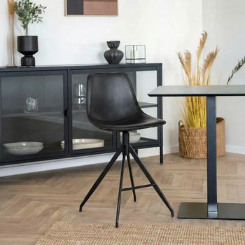 2 x Monaco Black Faux Leather Barstool with Back