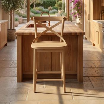 Ferndale Cross Back Cafe Natural Barstool