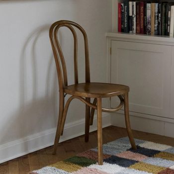 2 x Brown Wooden Bistro Bar Chairs