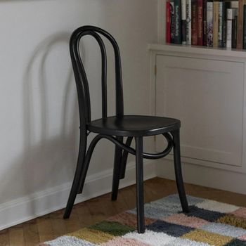 2 x Bistro Bar Chairs Shiny Black Wooden