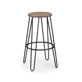 Clearance - 2 x Dalston Round Elm Wood Industrial Barstools