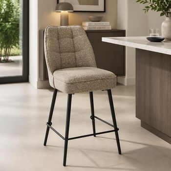 2 x Banbury Mocha Chenille Fabric Counter Stool