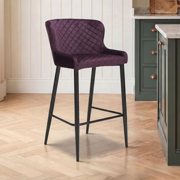 2 x Malmo Purple Fabric Barstool with Back