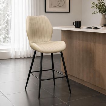 2 x Davis Counter Stools Stone Faux Leather