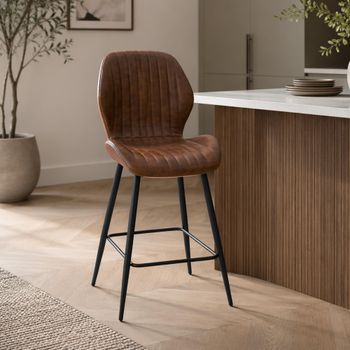 2 x Fontana Counter Stools Stone Faux Leather