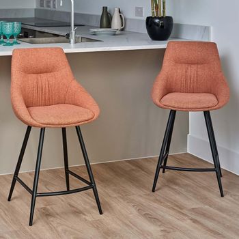 2 x Boden Brick Red Fabric Counter Chair