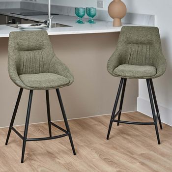 2 x Boden Green Fabric Counter Chair