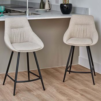 2 x Boden Natural Fabric Counter Chair