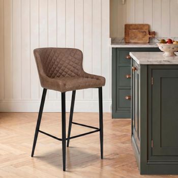 2 x Charlie Brown Faux Leather Barstool with Back