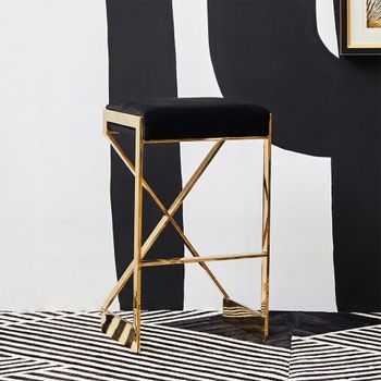 2 x Azalea Black Velvet Fabric with Gold Metal Barstool