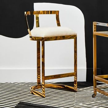 2 x Azalea Ivory Velvet Fabric with Gold Metal Barstool