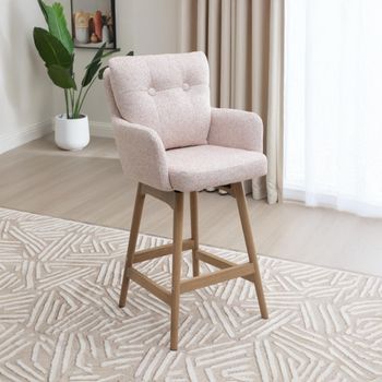 2 x Cotswold Counter Stool Blush Pink Fabric and Wood