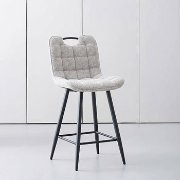2 x Symphony Counter Stool Biscuit and Black Fabric and Metal