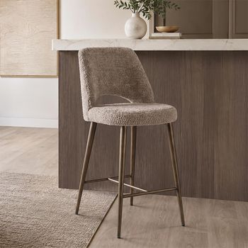 Delphine Counter Stool Lovely Nature Fabric and Metal Beige